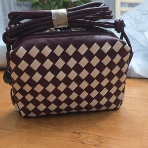 Elegant Woven Burgundy and White Women's Bag